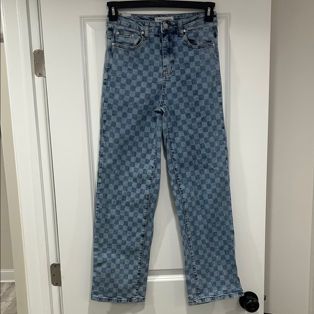 Almost Famous Checkered Denim Jeans (Junior)